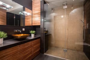 bathroom with fancy shower